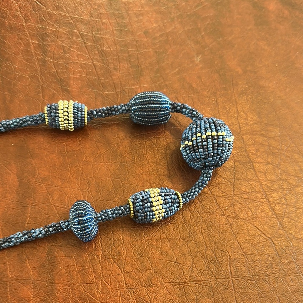 Chico's Blue Bohemian Beaded Necklace - Picture 4 of 5